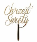 Topper złoty na Chrzest Święty mini