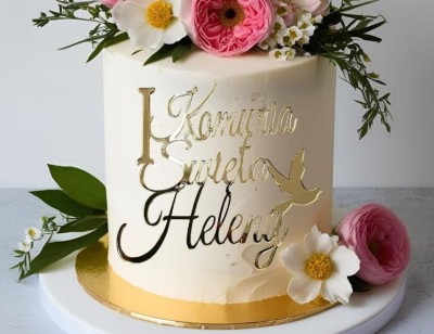 Topper, dekor na tort - I Komunia święta + imię
