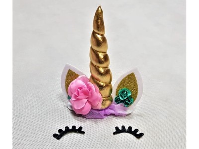 Topper róg jednorożca z brwiami
