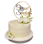 Topper złoty na Chrzest Święty w kole z listkami